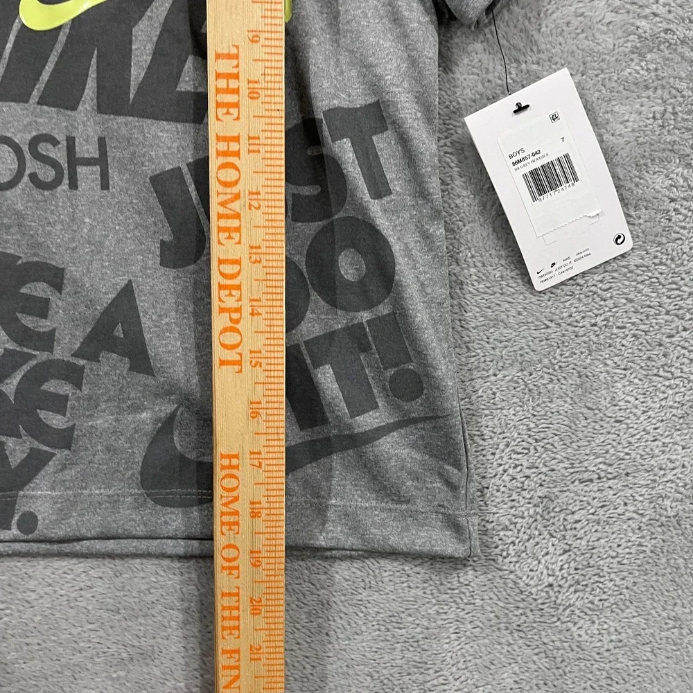 Nike Dri-FIT T-Shirt Boys 7 Dark Gray Heather Awesomeness AOP Graphic Summer Tee